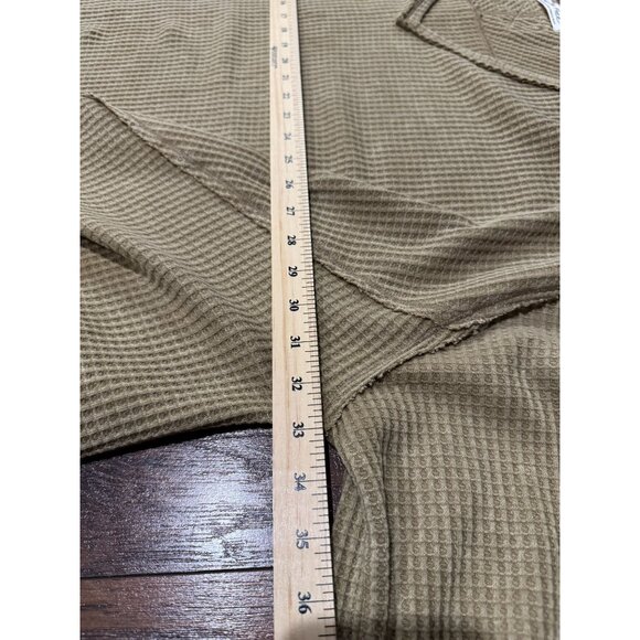 NEW FREE PEOPLE womens M Brown waffle knit cutout v neck Top sweater Tunic - Picture 7 of 10